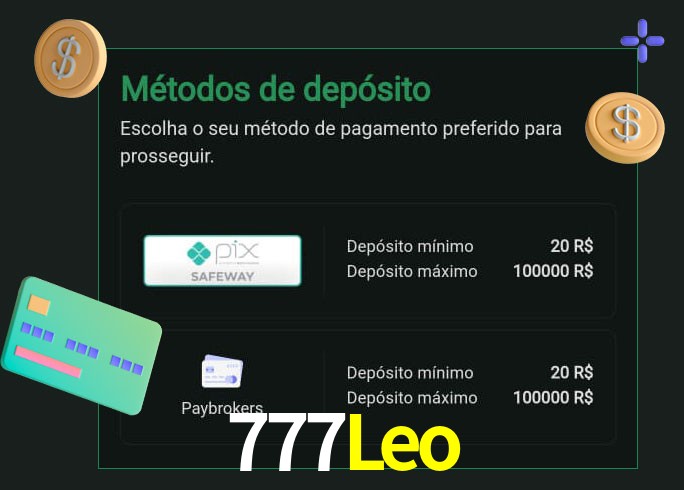 O cassino 777Leo oferece uma grande variedade de métodos de pagamento